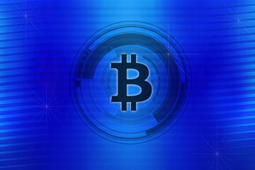 2d rendering bitcoin sign with graph background
