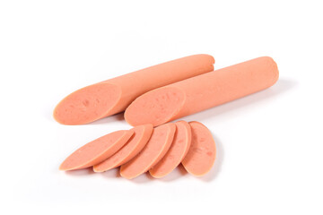 ham sausages isolated on white background.