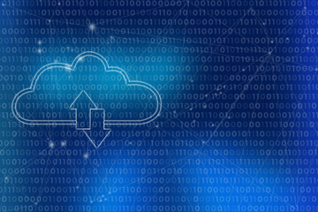 2d rendering cloud with uploading downloading arrow
