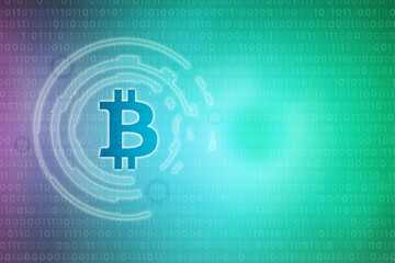 2d rendering bitcoin sign with graph background
