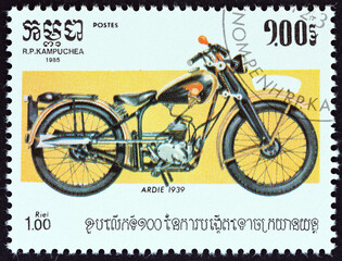 Ardie 1939 motorcycle (Kampuchea 1985)