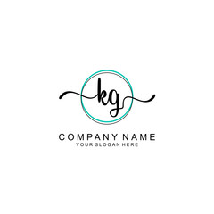 KG Initial handwriting logo with circle hand drawn template vector