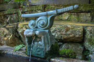Bronze sculpture of samurai sword for a wash basin. 