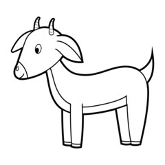 Coloring book for kids, baby goat. Vector isolated on a white background.