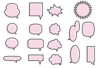 和柄の吹き出しセット　麻の葉模様のイラスト素材