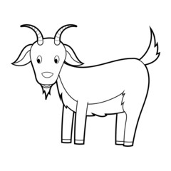 Coloring book for kids, goat. Vector isolated on a white background.