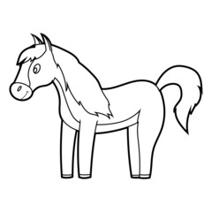 Coloring book for children, horse. Vector isolated on a white background.