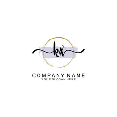 KX Initial handwriting logo with circle hand drawn template vector