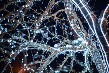 New Year's burning garlands in the city