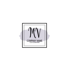 Letter MV minimalist wedding monogram vector