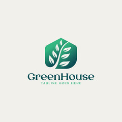 Greenhouse Plant Leaf Vector Logo Template