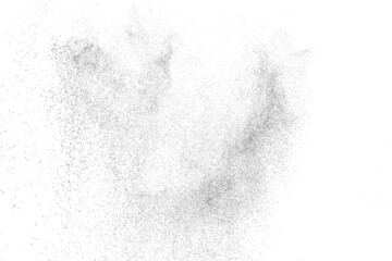 Distressed black texture. Dark grainy texture on white background. Dust overlay textured. Grain noise particles. Rusted white effect. Grunge design elements. Vector illustration, EPS 10.