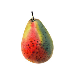 Colorful pear williams in sketch isolated illustration on white background