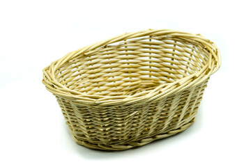 wood wicker basket isolated on white background