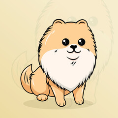 Pomeranian spitz cute puppy isolated on white background. Vector illustration
