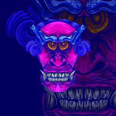demon face artwork illustration with background
