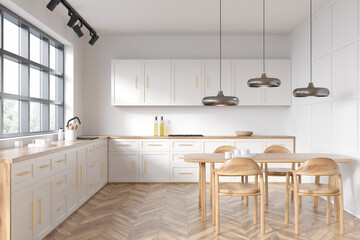 White kitchen and dining room