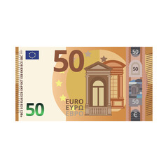 50 Euro money banknote cartoon vector illustration isolated object