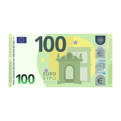 100 Euro money banknote cartoon vector illustration isolated object - obrazy, fototapety, plakaty