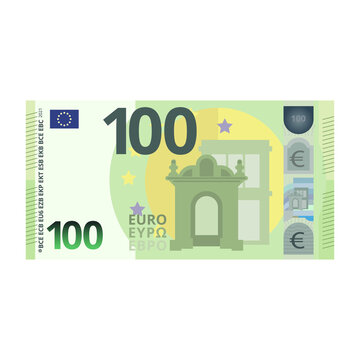 100 Euro money banknote cartoon vector illustration isolated object