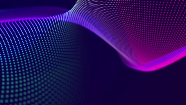 Musical wave. Wave motion of points. The concept of science, technology, business, space. Banner, wallpaper Looped animation 4K
