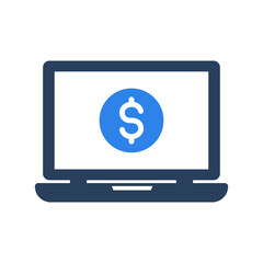 Laptop Dollar Vector icon which is suitable for commercial work and easily modify or edit it

