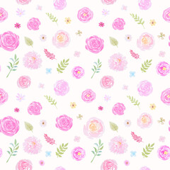 watercolor hand painted illustration Beautiful Rose Flower botanical leaf seamless for love wedding valentines day or arrangement invitation design greeting card