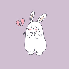 cute beautiful funny cartoon bunny on pink background