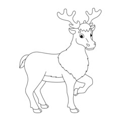 Fototapeta na wymiar Animal deer. Coloring book page for kids. Cartoon style character. Vector illustration isolated on white background.