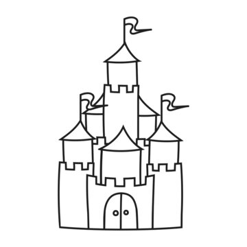 recommend clip art: Fairytale castle. Coloring book page for kids. Cartoon style. Vector illustration isolated on white background.