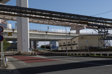 立体的な道路の風景　港区、海岸・芝浦地区の風景