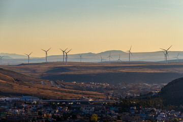 Panorama of an eolic park in Zacatecas, Mexico
