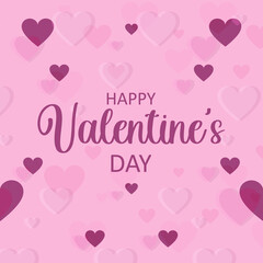Valentine's Day. Greeting pink card with hearts and text. Romantic holiday of declaration of love.Vector.