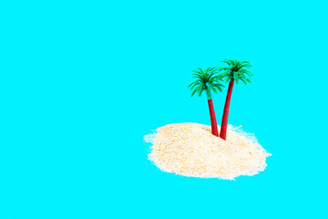 Remote tropical island miniature world composition