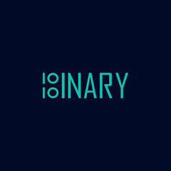 A flat, simple, and minimalist typography design of a word Binary