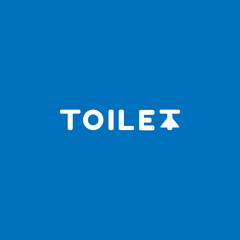 A flat, simple, and minimalist typography design of a word Toilet