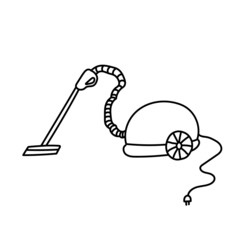 outline vacuum cleaner with cable. vector hand drawn doodle style element