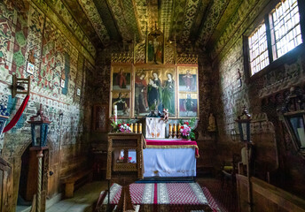 Fototapeta na wymiar Debno, Poland - completed 15th Century, the St. Michael Archangel's Church in Debno is a Unesco World Heritage Site. Here in particular the interiors
