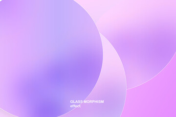 Modern background with glass morphism vector effect. Transparent glass card design. Glassmorphism trend style. Abstract banner with colored, white circles with blur and shadows. Vector illustration