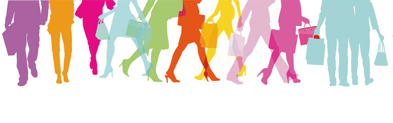 Fußgänger in der Stadt, Personen Gruppe illustration © scusi