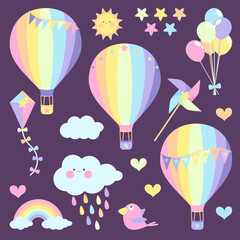 background with hot air balloons and clouds