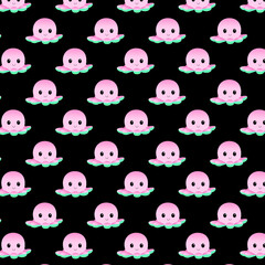 Cute seamless pattern with viral tiktok mood octopus (happy)  soft toy based pattern for fabric, wrapping, textile, wallpaper, apparel. Vector illustration.