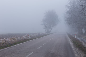 Rural landscape on a winter day. Poland.