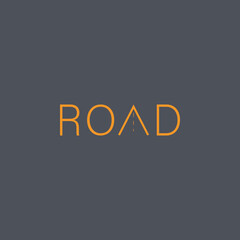 A flat, simple, and minimalist typography design of a word Road