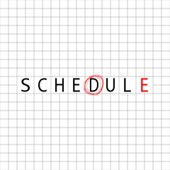 A flat, simple, and minimalist typography design of a word Schedule
