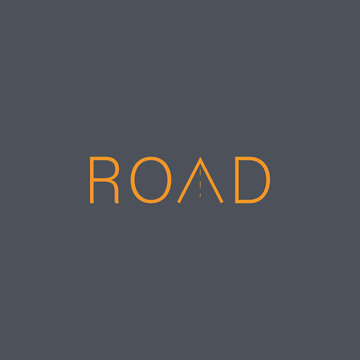 A flat, simple, and minimalist typography design of a word Road