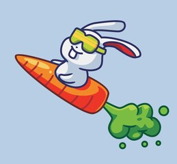 Cute rabbit with carrot as a rocket