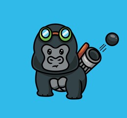 cute gorilla bring a bazooka