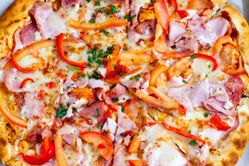 delicious pizza from different ingredients