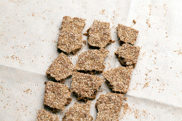 thin and crispy bread close up